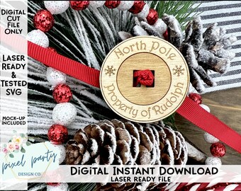DIGITAL FILE Rudolph's Lost Collar Button - Christmas Magic - SVG Digital Download For Laser Cutting Machine Christmas Idea