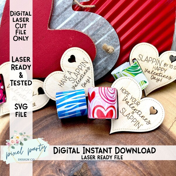 DIGITAL File 4 Designs Valentine's Day Slap Bracelet Heart Sliders Laser File - SVG File - SVG Digital Download Laser Cutting Machine File