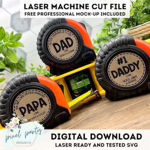 DIGITAL File 3 Leatherette Tape Measure Insert Files - SVG Digital Download For Laser Cutting Machine  - Father&#39;s Day Tape Measure svg File