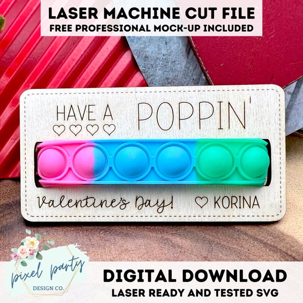 DIGITAL File Valentine's Day Popper Bracelet Card Laser File - SVG File - SVG Digital Download Laser Cutting Machine Class Valentine Idea