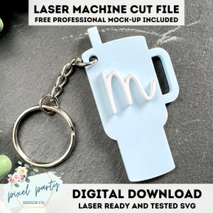 DIGITAL File Cup Tumbler Keychain Laser File - SVG File SVG Digital Download Laser Cutting Machine File Cup Charm Topper - Cute Keychain svg