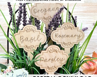 DIGITAL File 10 Designs Herb Garden Plant Stakes Laser File - SVG File svg Digital Download Laser Cutting Machine File - Garden Markers