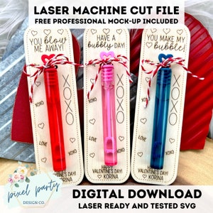DIGITAL File 3 Designs Valentine's Day Bubble Cards Laser File - SVG File SVG Digital Download Laser Cutting Machine File - Class Valentines