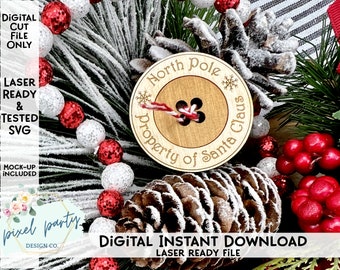 DIGITAL FILE Santa's Magic Button - Santa's Lost Button - Christmas Magic - SVG Digital Download For Laser Cutting Machine Christmas Idea
