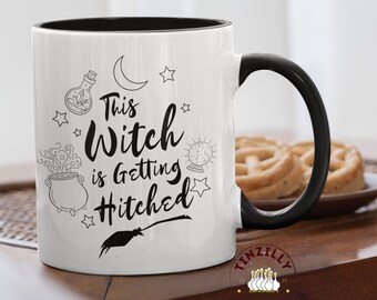 Halloween Bachelorette This Witch Is Getting Hitched Mug, Customizable Gift for the Bride