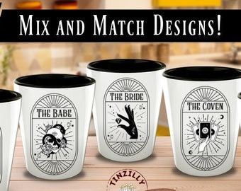 Tarot Bachelorette Shot Glass for Salem Bachelorette, Coven Bridesmaid Gifts, Witchy Bachelorette Shotglasses, Halloween Bachelorette Party