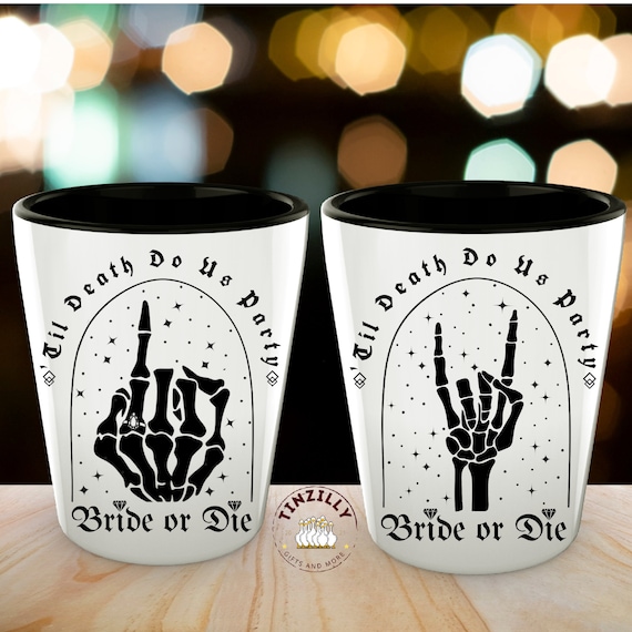 Halloween Bachelorette Shot Glasses, Til Death Do Us Party, Bride or Die, Spooky Bachelorette Favors, Gothic Bachelorette Shot Glasses