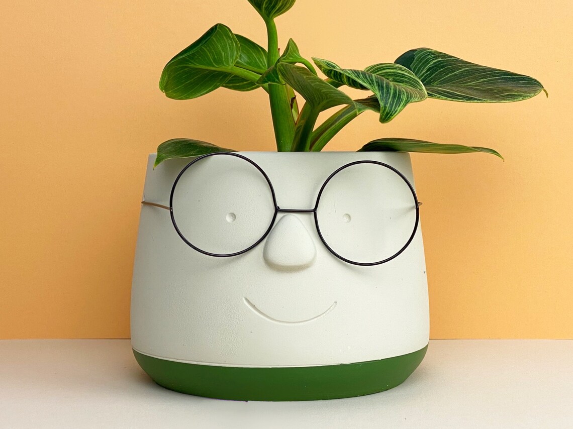 Blumentopf FLIP & FRITZ Pflanztopf Keramik Gesichter Brille Etsy