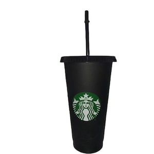 SALE!!Coffee-Inspired 24oz BLACK Tumblers Plastic Drinking Juice Cup With Black Lid And BlackStraw