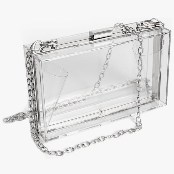 Luxury Acrylic Transparent Box Clutch Purse with Chain...NICE!