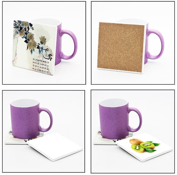 4-piece Coaster Set Sublimation Blank Ceramic Coasters 