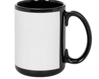 BLACK Large 15 oz Sublimation-Ready Mug - BLANK