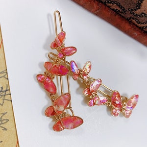 Pinza para el cabello con forma de mariposa: horquilla de concha, joyería tradicional