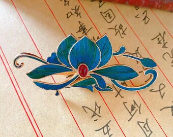 清朝時代のカワセミの羽根のヘアピン、中国のアンティークヴィンテージ