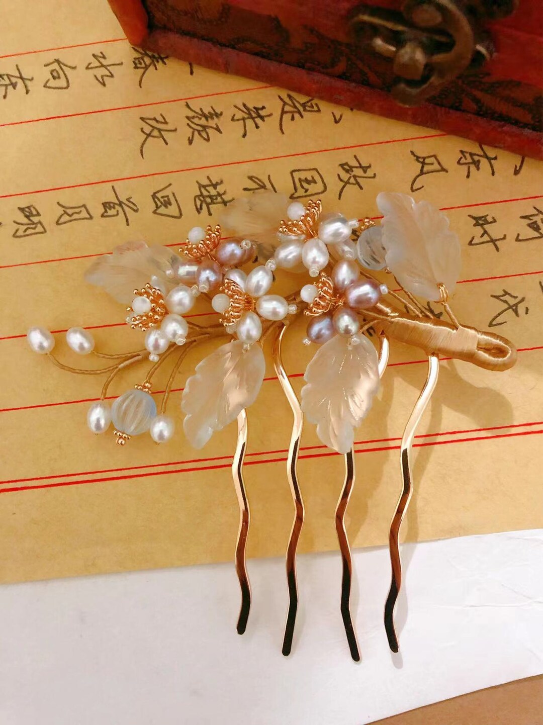Petal Hair Comb Retro Hair Fork U Shape Bun Holder Original Design Wavy Hair Stick Bridal Hair