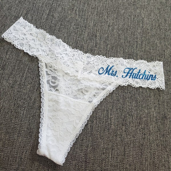 Mrs Bride Lace Thong Personalized. Bridal Shower Gift. Honeymoon Gift. Bridal Lingerie. Bride Thong. Custom Bachelorette Gift for the Bride.