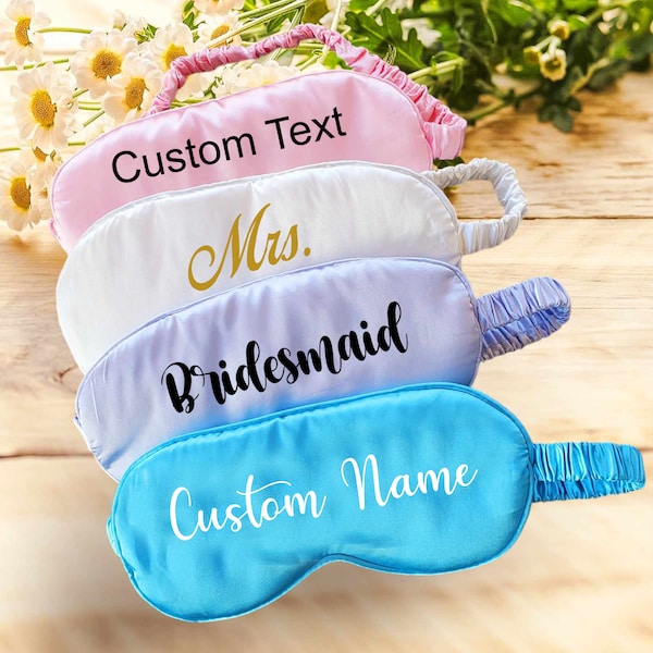 Custom Eye Mask. Custom Satin Eye Mask. Bachelorette Party Gift. Bridesmaid Proposal Gift. Bridesmaid Gift. Personalized Sleeping Eye Masks