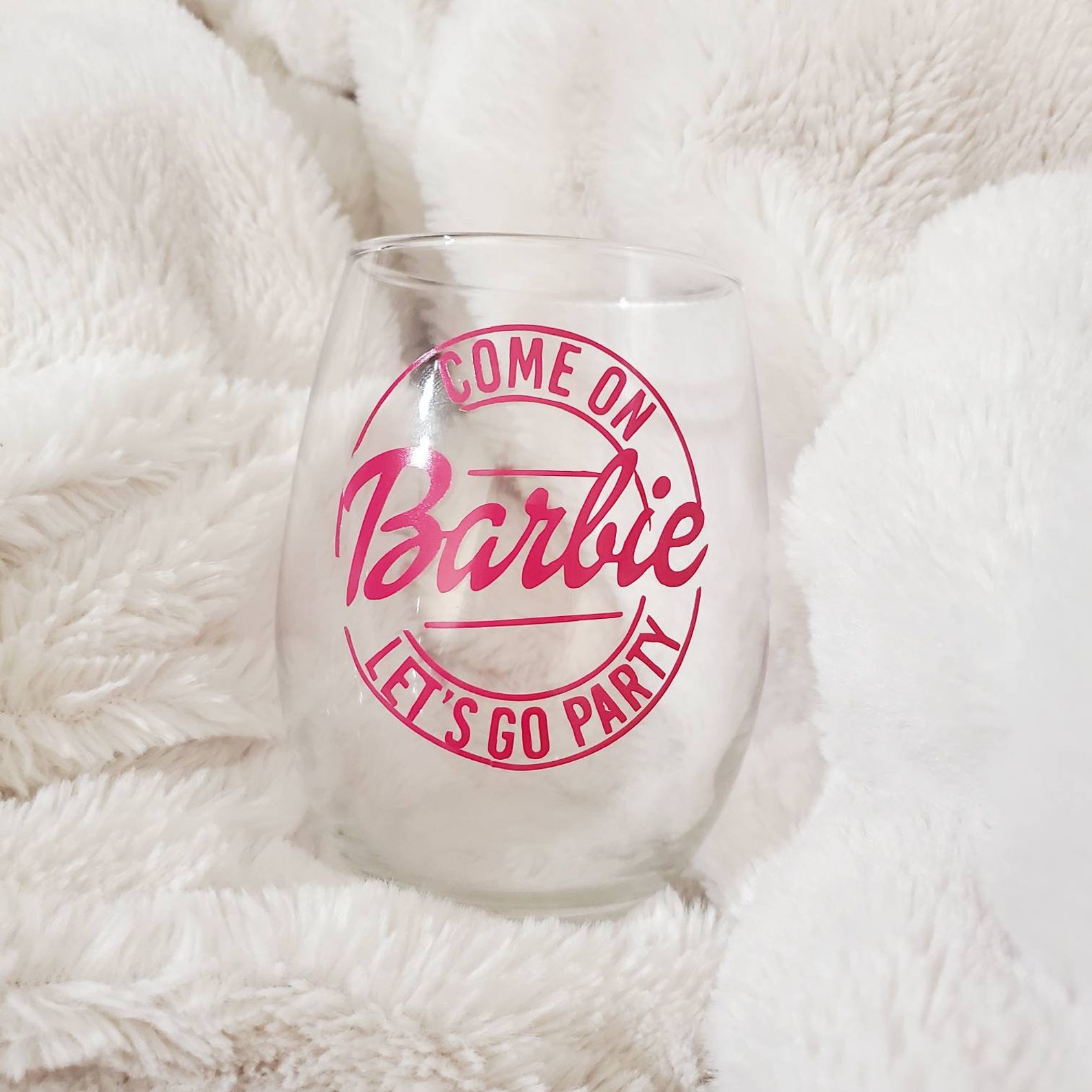 pink barbie wine glasses