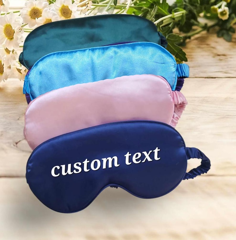 Personalized Satin Sleeping Mask, Bachelorette Party Sleeping Mask, Travel Sleep Mask, Sleepover Birthday Eye Mask, Sorority Sleep Mask Gift immagine 1