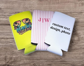 Custom Slim Can Cozie, Custom Bachelorette Party Cozie, Custom 21st Birthday Slim Cozie, Custom Photo Cozy, Personalized Wedding Cozie Favor