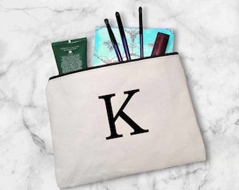 Personalized Initial Cosmetic Bag, Personalized Bridesmaid Makeup Bag, Bridal Shower Gift, Monogram Toiletry Bag, Gift for Her, Travel Bag