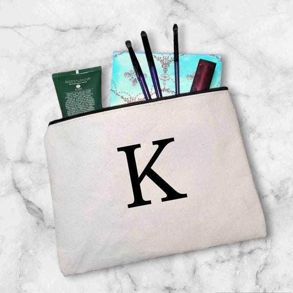 Personalized Initial Makeup Bag, Bachelorette Cosmetic Bag, Girls Weekend Gift, Monogram Cosmetic Bag, Personalized Bridal Makeup Bag