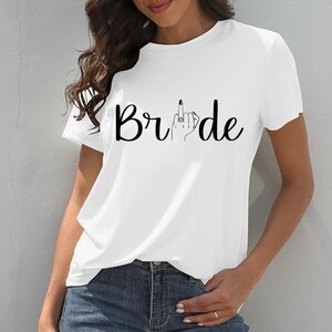 Bride Ring Finger White Tee Shirt. Wedding Shirt for the Bride. Engagement Tee Shirt. Bride To Be Shirt. Bridal Shower Gift. Mrs Bride Shirt