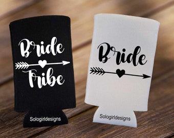 Bride Tribe Slim Skinny Tall Can Cozie. Bachelorette Party Cozie. Bachelorette Party Favors. Bridal Party Proposal Box Gift Ideas.