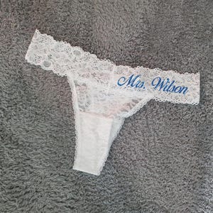 Mrs Bride Lace Thong Personalized. Bridal Shower Gift. Honeymoon Gift. Bridal Lingerie. Bride Thong. Custom Bachelorette Gift for the Bride.