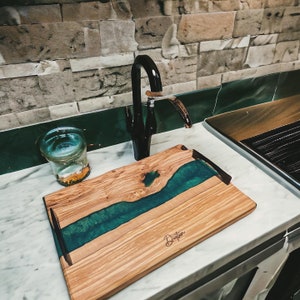 Epoxy River Cutting Board | Resin Charcuterie Board | Resin Serving Board | Olivewood | Exotic Wood | 16&quot; x 10&quot; | 18&quot; x 10&quot; | 18&quot; x 12&quot; |