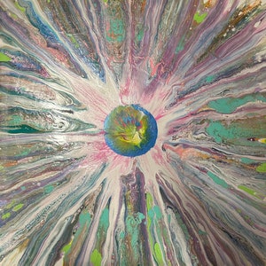 Hand Painted Abstract Wall Art/Acrylic on Canvas/Blue Pink Green Yellow Aqua