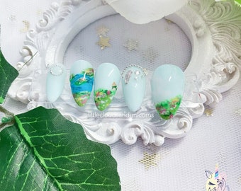 Precious Garden Press On Nails | Howl Press On Nails | Ghibli nails | Glue On Nails | Handmade Nails | Artificial Nails | Custom Nails