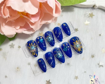Le coeur à presser sur les ongles | Presse Howl sur les ongles | Château émouvant | Ongles Ghibli | colle sur les ongles | Ongles faits main | Ongles personnalisés