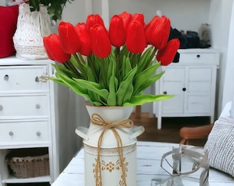 20 pcs real touch tulip arrangement, tulip centerpiece, fake tulips, valentins day flower, artificial tulips, wedding centerpiece, red tulip