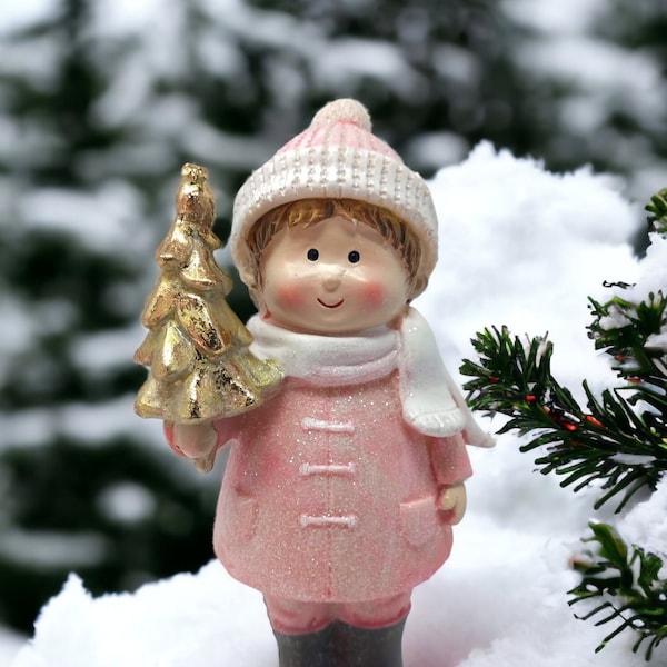 Adorable fille de Noël en céramique, figurines de Noël en céramique, décorations de Noël, décorations de Noël, figurines DIY, décorations pour la maison,