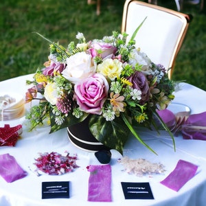 Rose & Dahlia Artificial Flower Arrangement: Hat Box Display