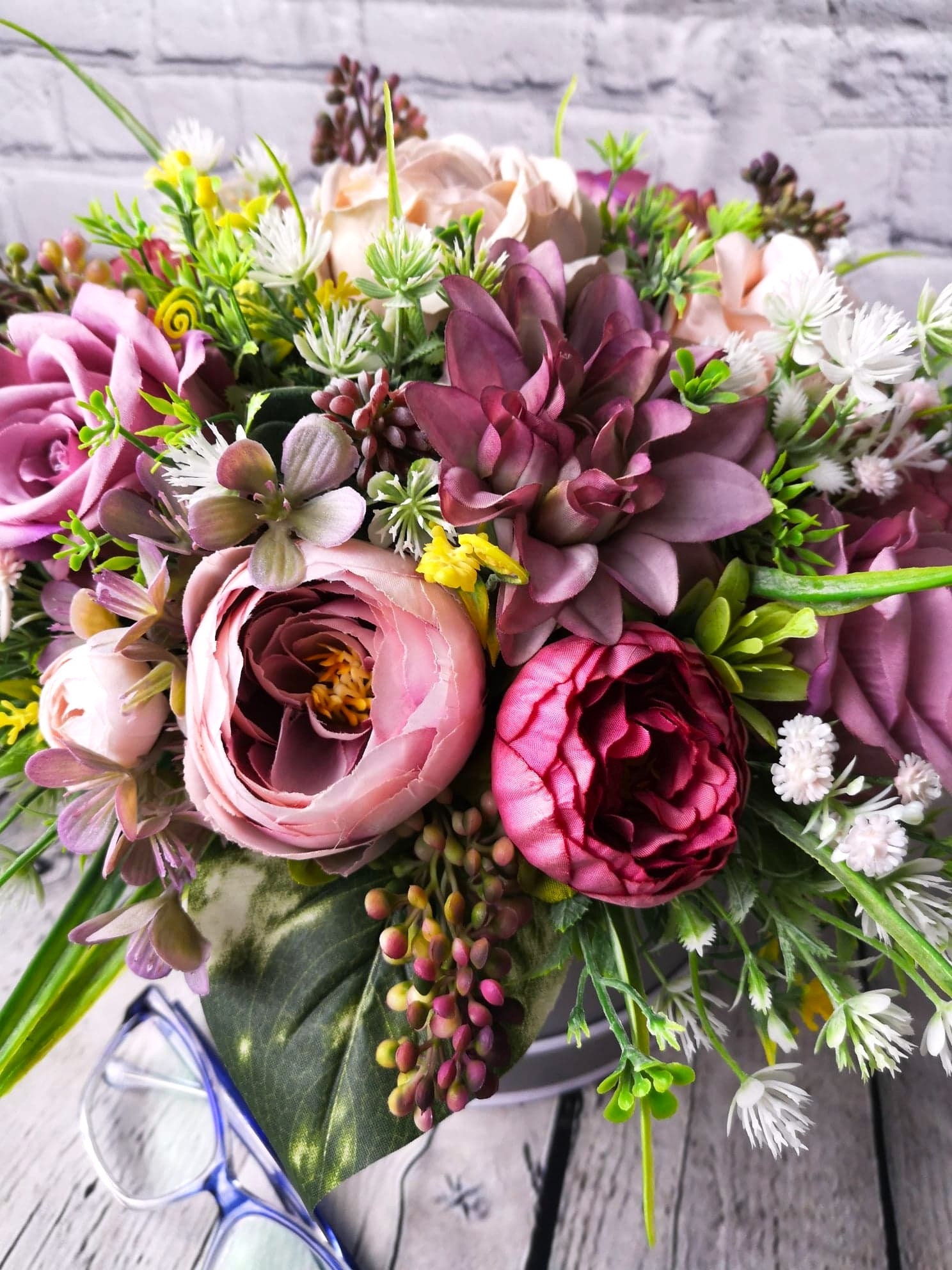 Artificial Flower Arrangement Flower Hat Box Artificial Etsy UK