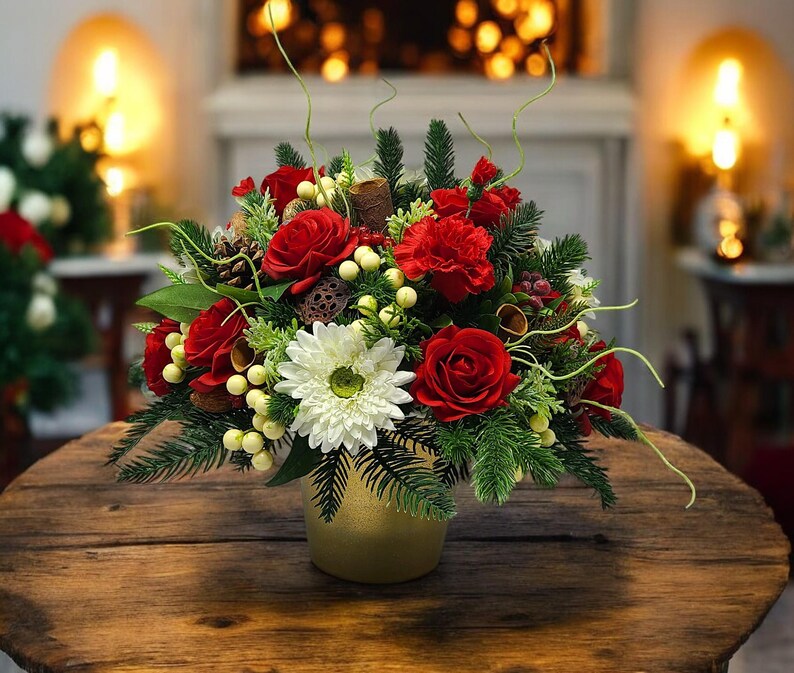 Large Classic Christmas Flower Arrangements, Table Centrepiece