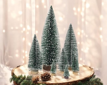 Mini Alberi Di Natale In Pino, Alberi Di Sisal Smerigliato Da 4 Pezzi Con Base In Legno Alberi Di Natale Da Tavolo Per Decorazione Domestica 89306630