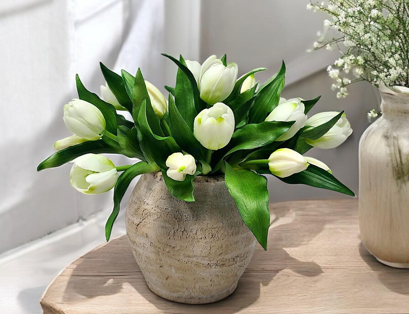 Set 9 Tulipani Artificiali Realistici - Decorazione Casa In Tessuto Seta Con Stelo Regolabile - Foto 6