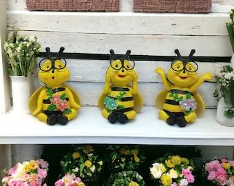 Adorable abeja con flor, decoración de Pascua, figuras de Pascua, adornos de Pascua, adorno de jardín, figuras de bricolaje, decoración de primavera, decoración del hogar