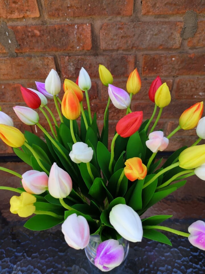 18 pcs Real Touch Tulip ArrangementTulip Centerpiece Real Etsy