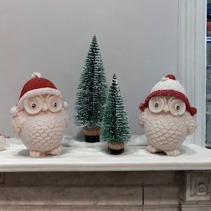 Cute 12cm Owl Christmas Candle, Christmas Gift, Christmas Table Decor, Christmas decoration, Christmas ornament, Do it yourself, Home decor