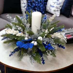 Large Traditional Royal Blue Silver White Christmas Decor, Christmas ...