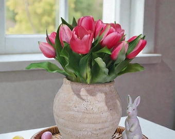 Real Touch Tulpenstrauß (7 Stück): Künstliches Blumenarrangement, Wohndekor,