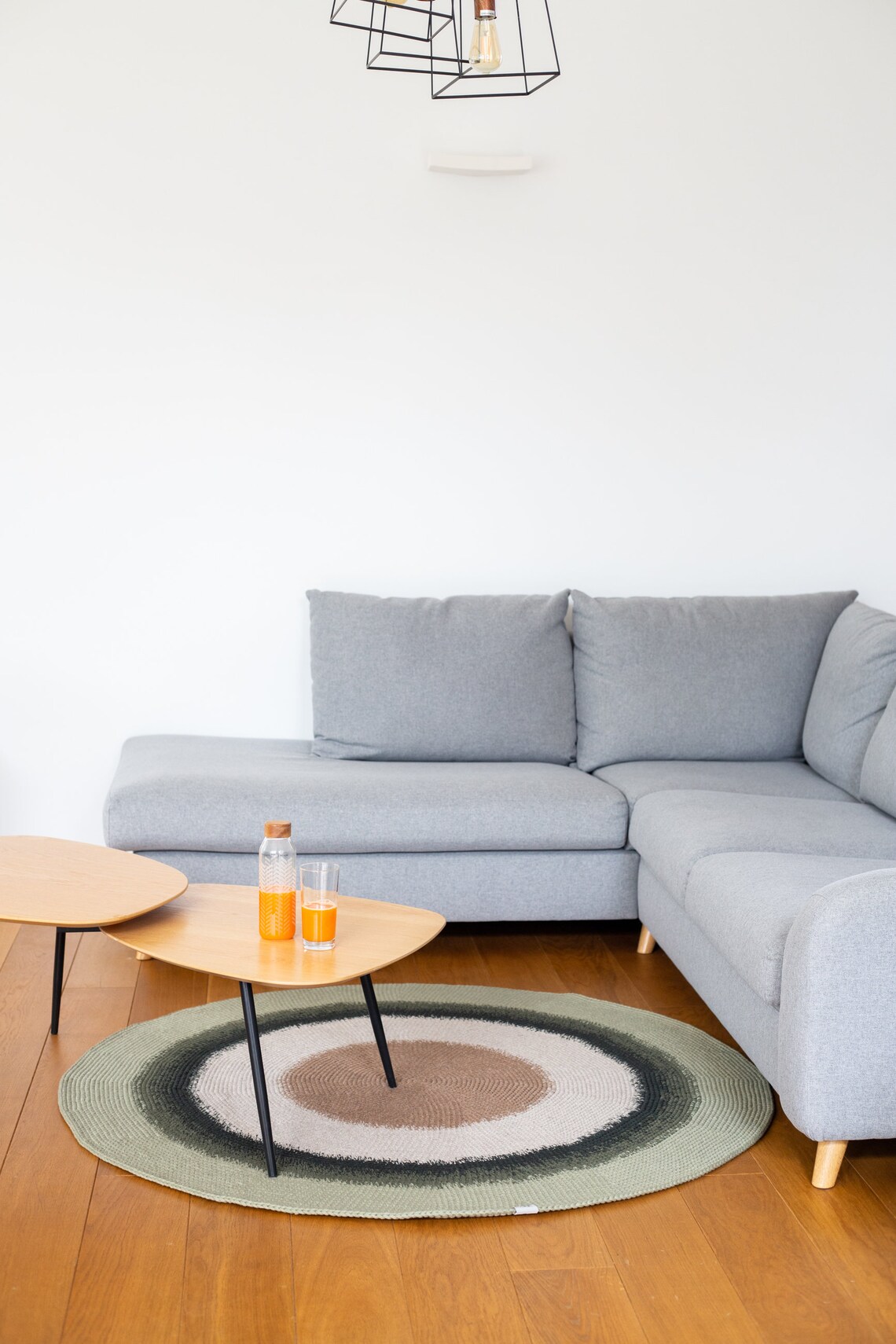 Crochet Plant Rug EUCALYPTUS Green Round Wool Rug Etsy