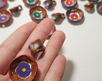 Handmade Miniature Ceramic Cup and Saucer: Colorful Dollhouse Accessory