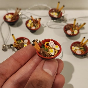 Miniature Ramen Bowl, Noodles, Bowl, Ramen Noodles, Egg Noodle, Chopsticks, Miniature Food, Polymer Clay, Dollhouse, Keychain, Japanese