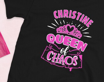 Customizable NAME- Queen of Chaos Short-Sleeve Unisex T-Shirt-Free Local Shipping to USA, UK & European Union