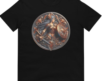 Boudica Celtic Queen Shield Art | Warrior Design Hoodie - Short-Sleeve Unisex T-Shirt